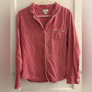 Petite Plume Women's Gingham Flannel Pajama Top Size Medium